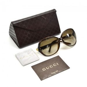 Gucci Oversized Tortoise Shell Style Oval Gradient